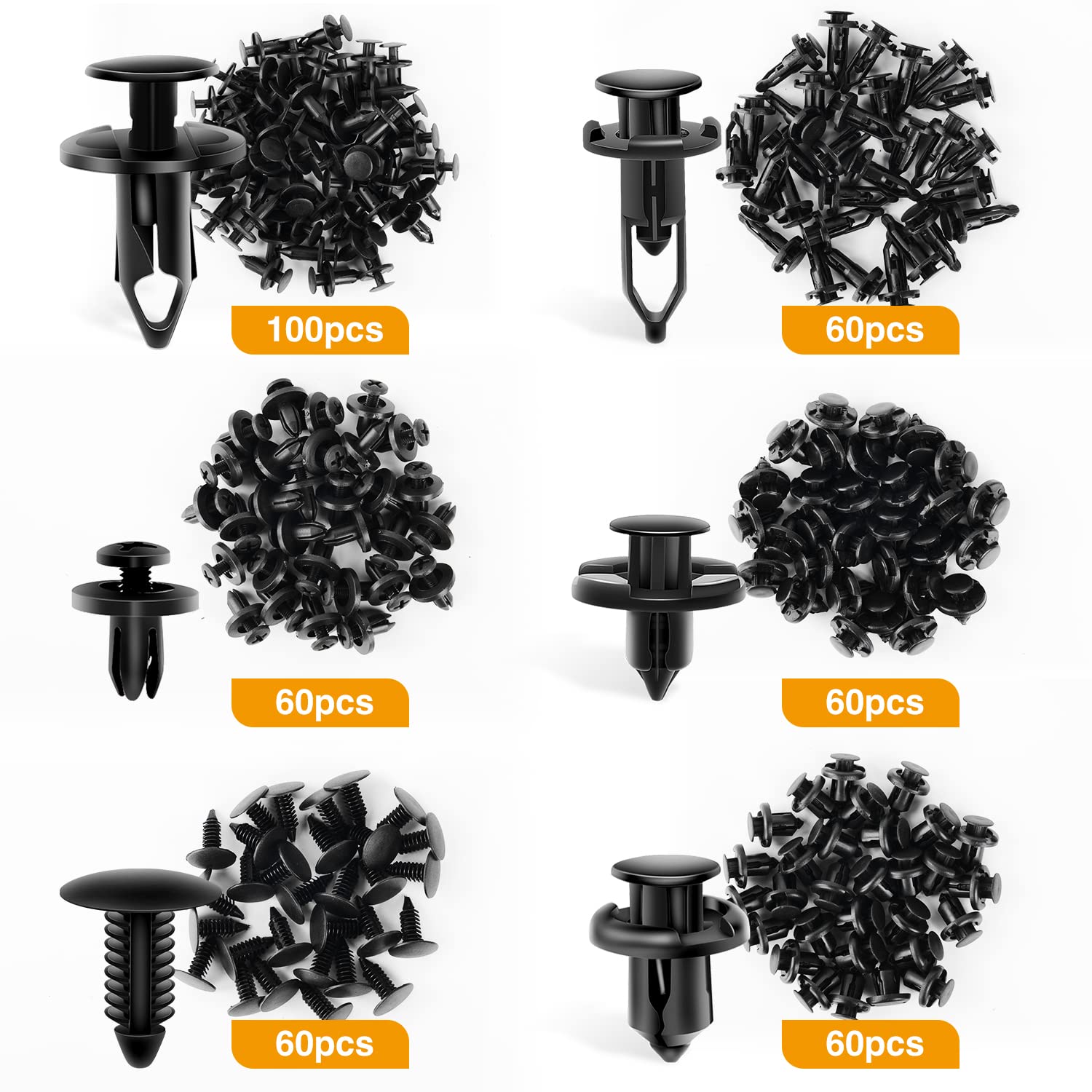 GOOACC 400PCS Universal Plastic Fender Clips, Push Bumper Fastener Rivet Clips Compatible for GM Ford Chrysler Toyota Honda, with 6 Most Popular Sizes