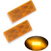 WELNENT E-Mark DOT 4A CCC 2pcs Rectangle Reflector Self Adhesive Stick on Trailer Driveway Mailbox (Amber)