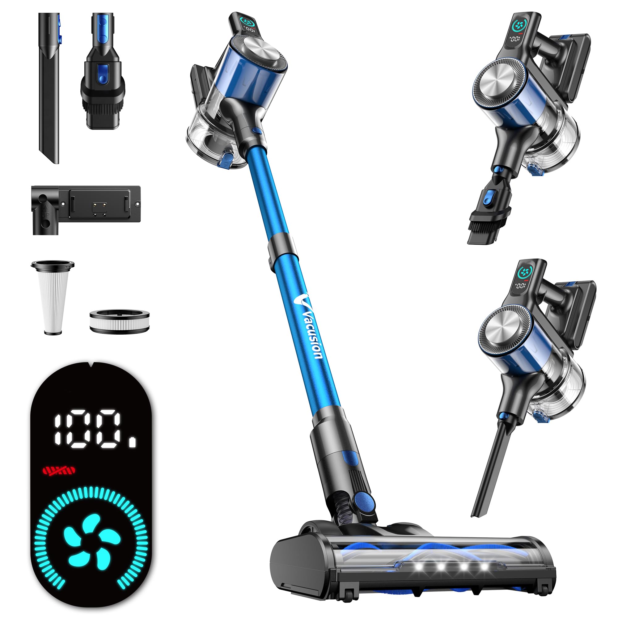 Photo 1 of Cordless Vacuum Cleaner, 8-in-1 Cordless Stick Vacuum Cleaner with 3 Suction Modes, Up to 45mins Runtime, Rechargeable, Self-Standing, Wireless Vacuum Cleaners for Home Pet Hair Carpet Car Hard Floor