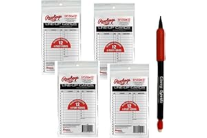 COVEY SPORTS System-17 Baseball Softball Lineup Cards - (4-Packs, 48 Cards Total) - Softball and Baseball Line Up Cards with Carbonless Copies Bundled with Covey's Pencil, Convenient Set for Coaches and Umpires