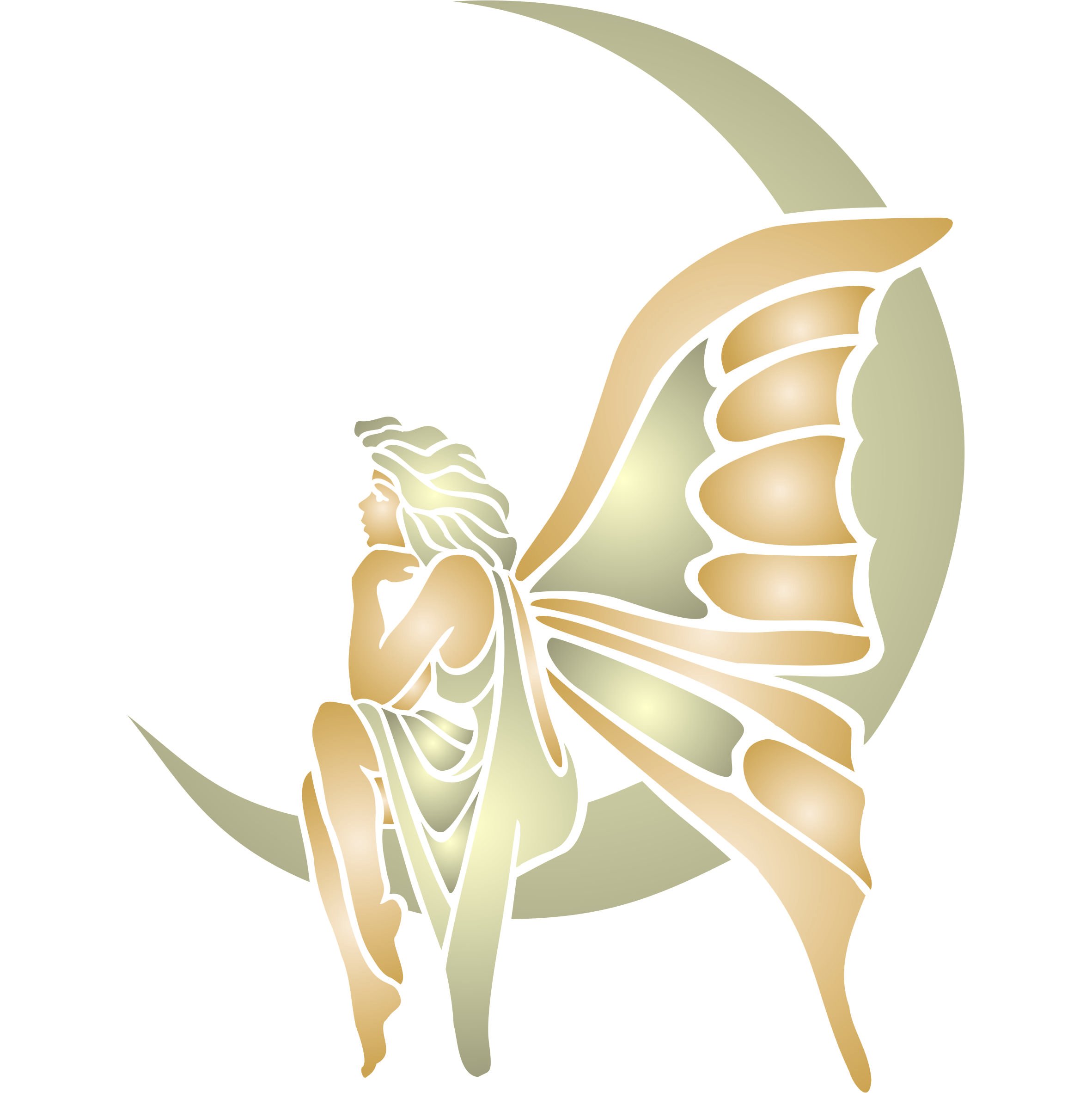 Moon Fairy Stencil - 12.5 x 16.5cm (XS) - Reusable Fairy Elf Faerie Magic Wall Stencil Template