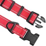 Joytale Reflective Dog Collar Nylon Neoprene Padded Medium Red view 3