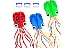 Mint's Colorful Life Octopus Kite for Kids and Adults, Large 3D Software Octopus Kites with Long Tails, Huge Easy Flyer Kites for Beach Trip Family Games and Activities