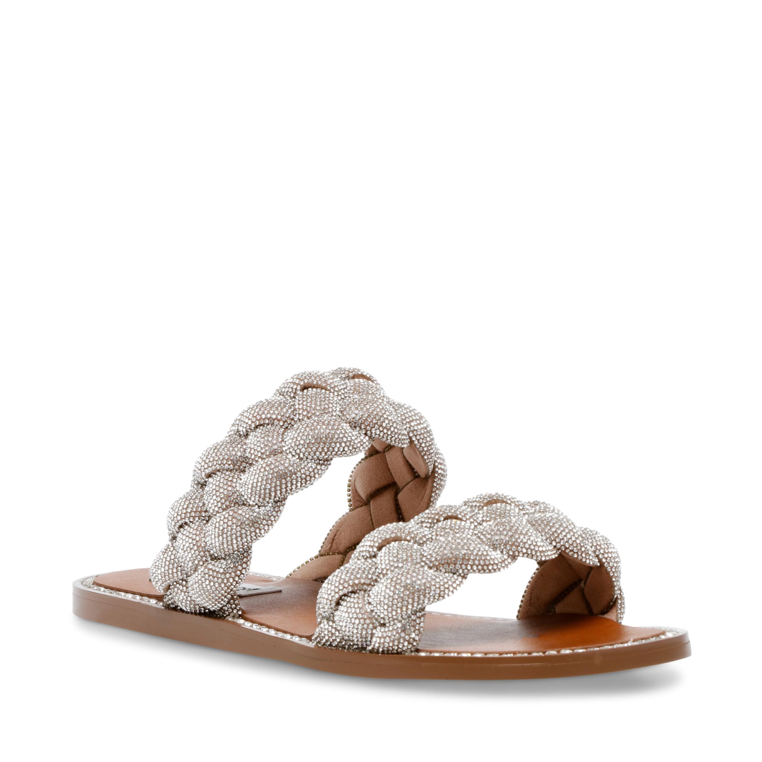 Steve Madden Women’s Newbie Flat Sandal, Rhinestone, 7