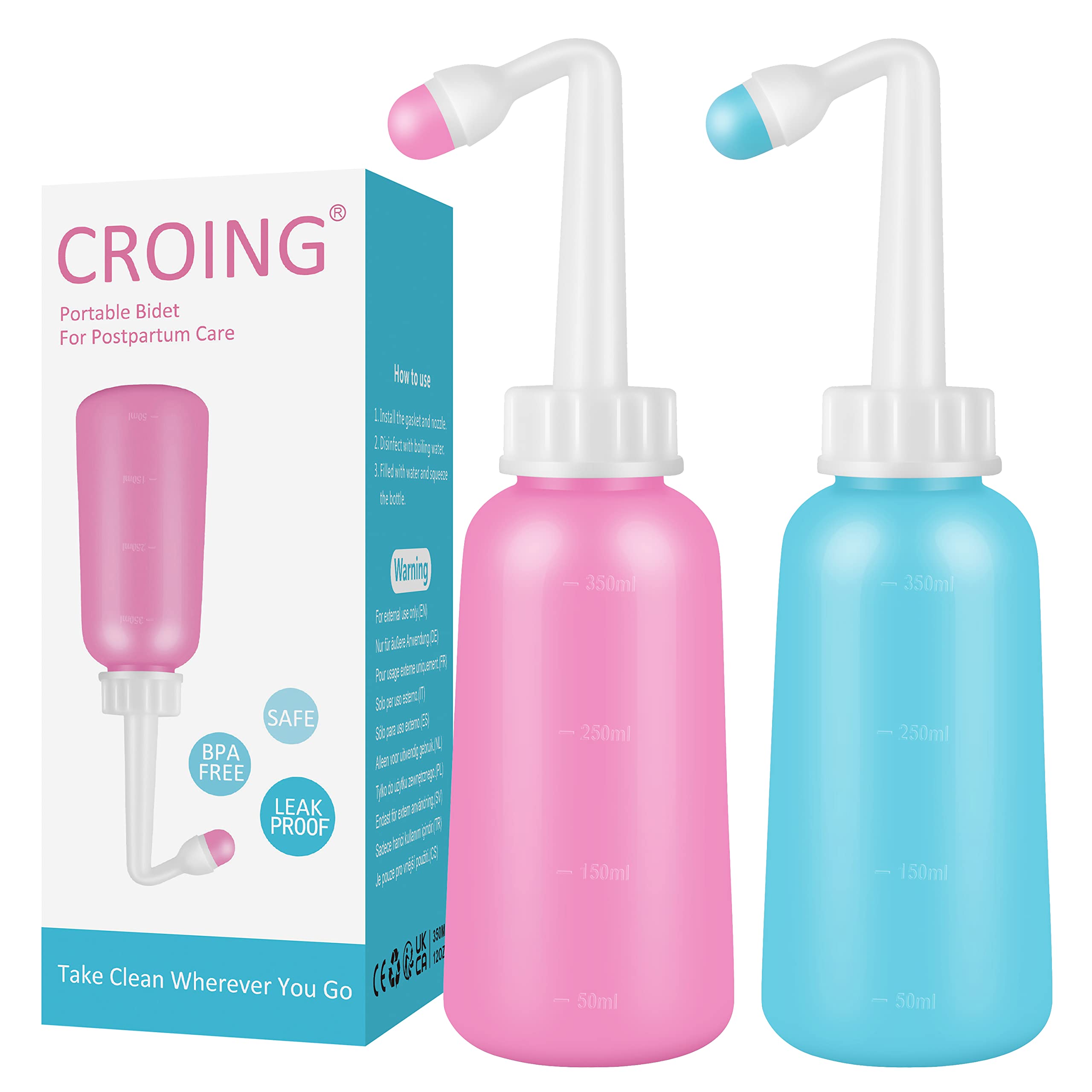 Croing 2 PCS Portable Bidet for Travel - The Easy Bidet for Postpartum Care (350ML)