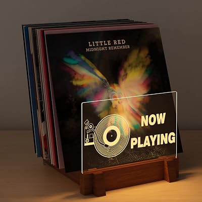 YuanDian Light Up Vinyl Record Storage Display Holder Wood Acrylic