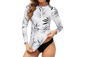 Tanst Sky Women's Rash Guard Swim Top Long Sleeve Bathing Suits UV Shirt Zipper Rashguard Swimsuit