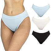 sam organics Organic Cotton Underwear Women's 3 Pack. High Waist, High Cut bikini brief. (Black 3Pack, Multi Colors 3Pack)