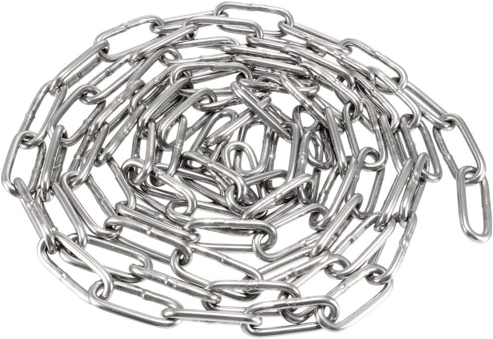 sourcing map Stainless Steel 304 Hardened Proof Coil Chain 2m Length 3mm Thickness Zinc Plated, 2 Meters