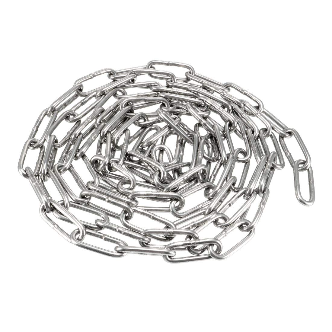 sourcing map Stainless Steel 304 Hardened Proof Coil Chain 2m Length 3mm Thickness Zinc Plated
