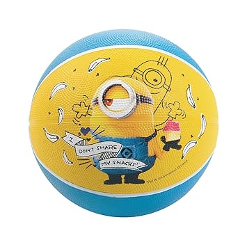 Minions Size 5 Rubber Basket Ball, Orange/Blue