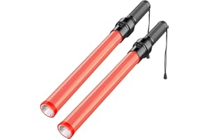 RoadHero 2 Pack Traffic Batons, 21 Inch Led Traffic Control Baton, Night Safety Light Wands with 3 Flashing Modes, Air Marshaling Signal Wand Plus White LED on Tip for Airport, Parking, Car Directing