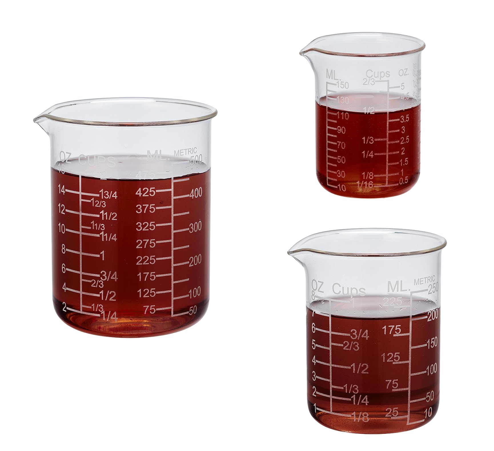 Photo 1 of Ackers Etching Scale Glass Measuring Cup Set, Includes 1/2-Cup, 1-Cup, and 2-Cup Liquid Measuring Cups, Dishwasher, Freezer, Microwave, and Preheated Oven Safe, Essential Kitchen Tools