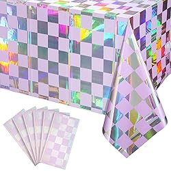 6Pack Iridescent Checkered and Purple Plastic