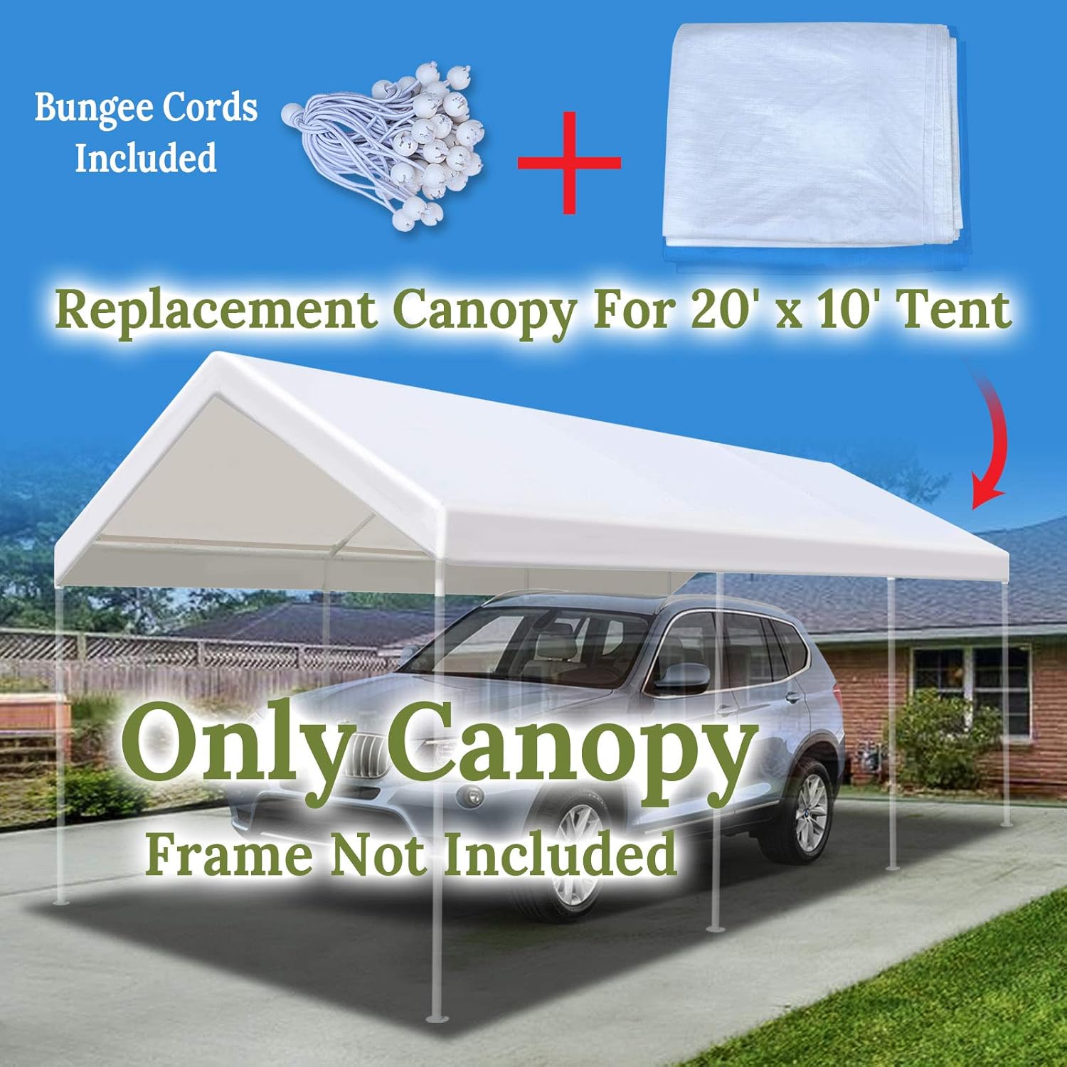Benefitusa 10 X20 Carport Canopy Cover Replacement Canopy Tent Garage Top Tarp Shelter Cover W Ball Bungees Garden Outdoor Cjp Org In