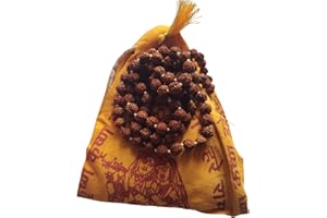 BHAVICREATION Rudraksha Mala with Gomukhi japa Bag 108 Beads Hare Krishna Mala Puja samagri