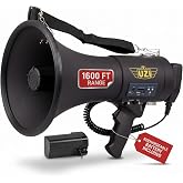 Uzi High Power Loud Big Bluetooth Megaphone 50W, Professional Bullhorn Megaphone Used by First Responders, Police &amp; Agencies, Rechargeable Battery, PA System, Outdoor Activitie