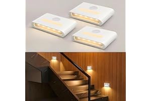 WOBSION Rechargeable Wireless Motion Sensor Stair Lights, Stick-On Wall Light with Dual Independent Lights, 3 Color Temperatu