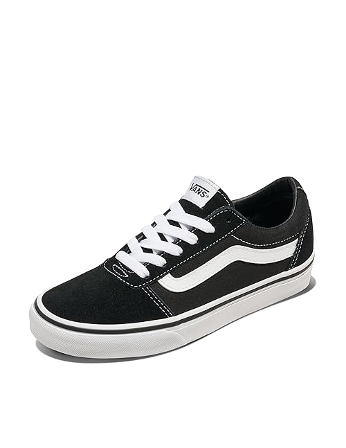 Womens Vans Size 6, Ward Sneaker Black & White Suede Canvas Lace Up Shoes, Low Top Ladies' Trainers, Lightweight Sports Shoes by Vans Active Wear Range (6 UK)