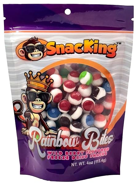 PREMIUM FREEZE DRIED CANDY – RAINBOW BITES/WILD BERRY FLAVOR – (4 OZ) RESEALABLE BAG