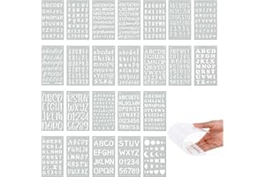 Meiguihai 24‑Pack Mini Alphabet Stencil Set, Number and Alphabet Letter Drawing Painting Template,Drawing Templates for Journ