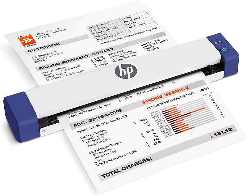 HP Small USB Document Scanner HPPS100 Portable Sheetfed PC Mac WorkScan Software