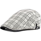 DIYDECAL Plaid Newsboy Hats Retro Flat Cap Gatsby Cabbie Driving Hat for Mens Womens