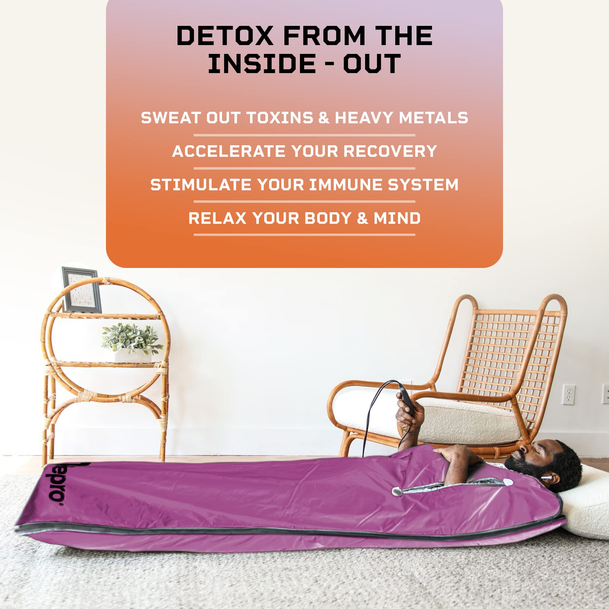 Lifepro BioRemedy Infrared Sauna Blanket – Available in 5 Colors – Portable Far Infrared Home Sauna Bag for Detox, Tension, and Relaxation – Adjustable Temp (86–158°F) & Timer – Includes Detox Wraps