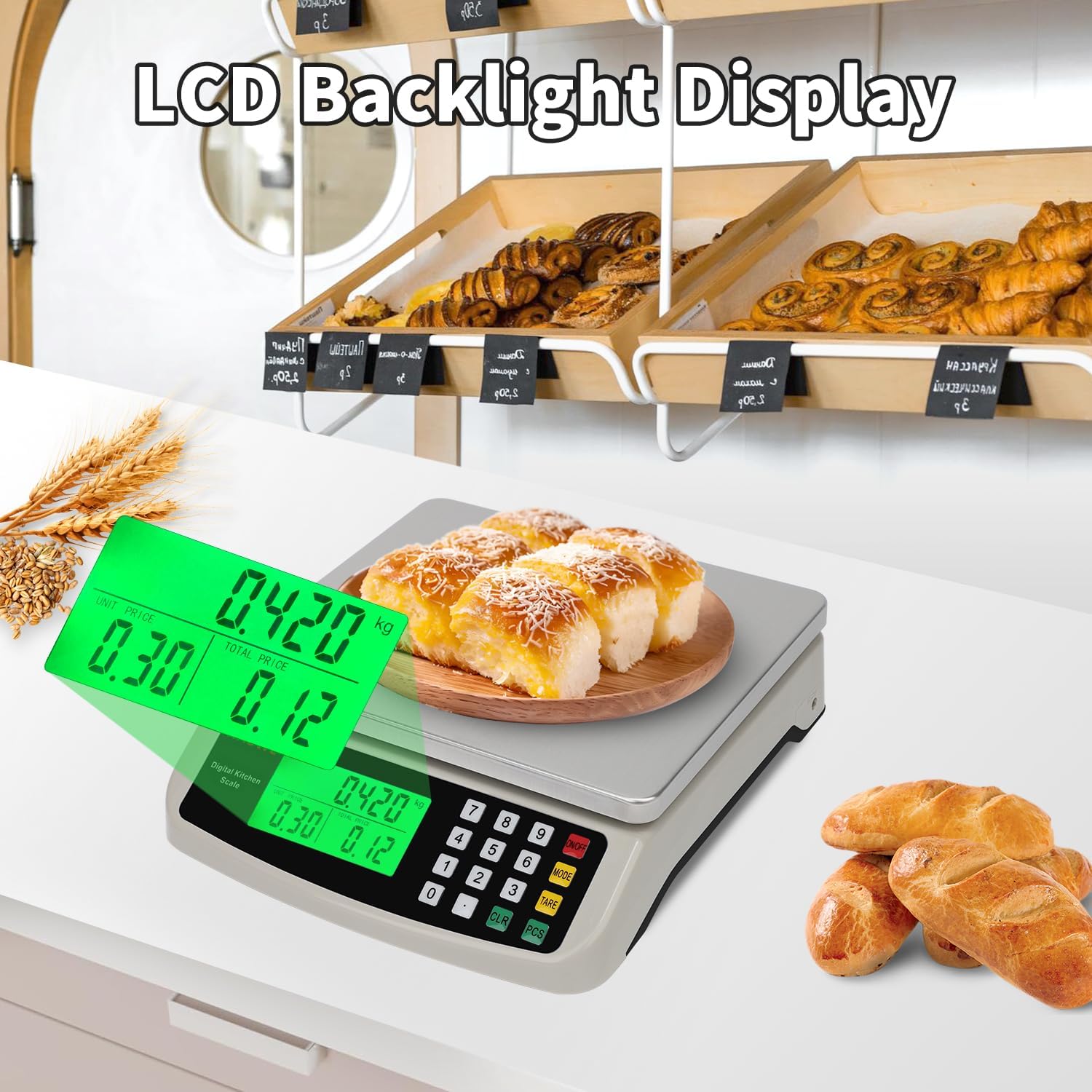 KNSWE Küchenwaage Digital Groß 40kg 1g waage küche Edelstahl 5 Maßeinheiten 4
