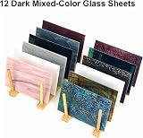 selliner 12 Pcs 4x6 Inch Cathedral Stained Glass Sheets Mixed Black White view 4