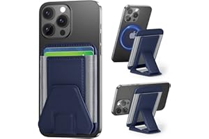 EXTRELIFE Magnetic Phone Wallet Compatible with Magsafe Wallet for iPhone 15 Pro Max/15 Pro/15 Plus/15/14 Pro Max/14 Plus/14 Pro/14/13/12 Series, Fold-out Design, 3 Viewing Angles, 7 Cards, Vegan Leather, Blue