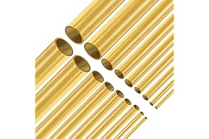 Eorbow 18 Pack 9 Sizes Brass Round Tube Set, Seamless Straight Brass Pipes, High Strength Metal Tubing for Model Hobby, 2mm 2.5mm 3mm 3.5mm 4mm 5mm 6mm 8mm 9mm OD x 0.5mm Wall Thickness 300mm Length