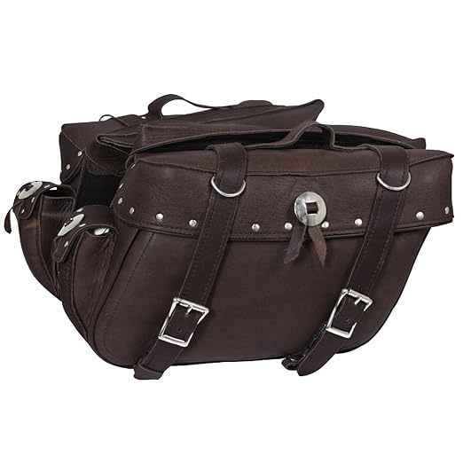 Xelement 2918BR Brown Distressed Leather Motorcycle Saddlebags One