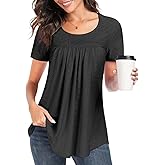 REGAI Women's Tunic Tops Loose Fit Short Sleeve Shirts Crew Neck Summer Casual Tops