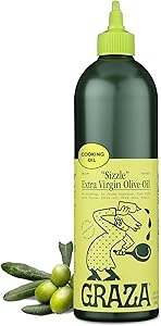 Graza Sizzle Extra Virgin Olive Oil, Cooking Oil - High Polyphenol Peak Harvest EVOO Cooking Oil in a Squeeze Bottle - Single
