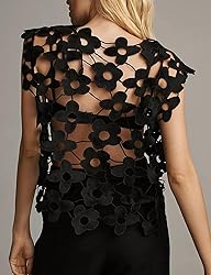 Yimoon Women's Hollow Out Floral Lace Vest