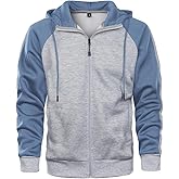 AOTORR Men's Zip Up Hoodie Color Block Long Sleeve Casual Sweatshirt with Pocket