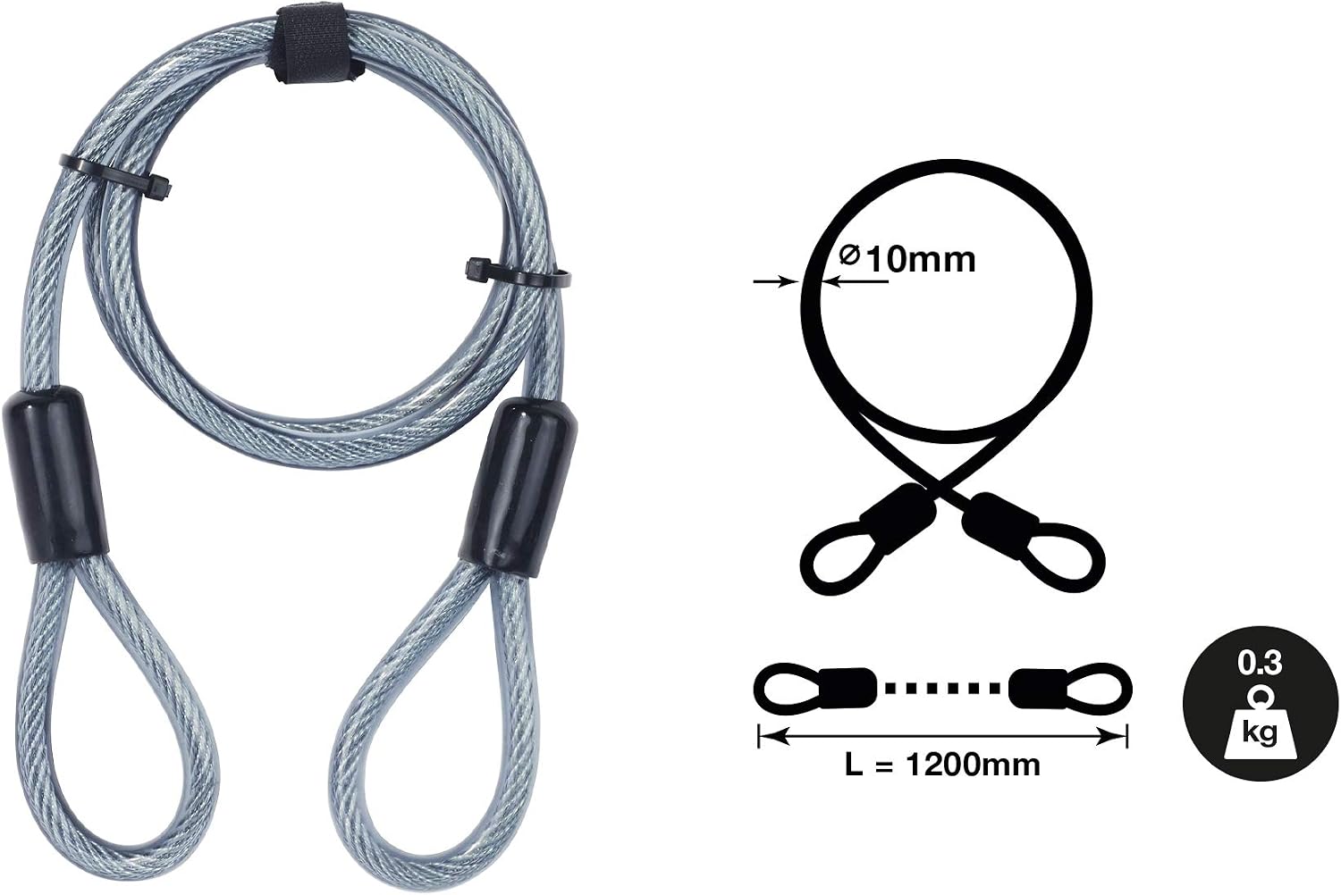 Yale YC1/10/120/1 Defendor Security Cable 1200mm, Black - Image 3