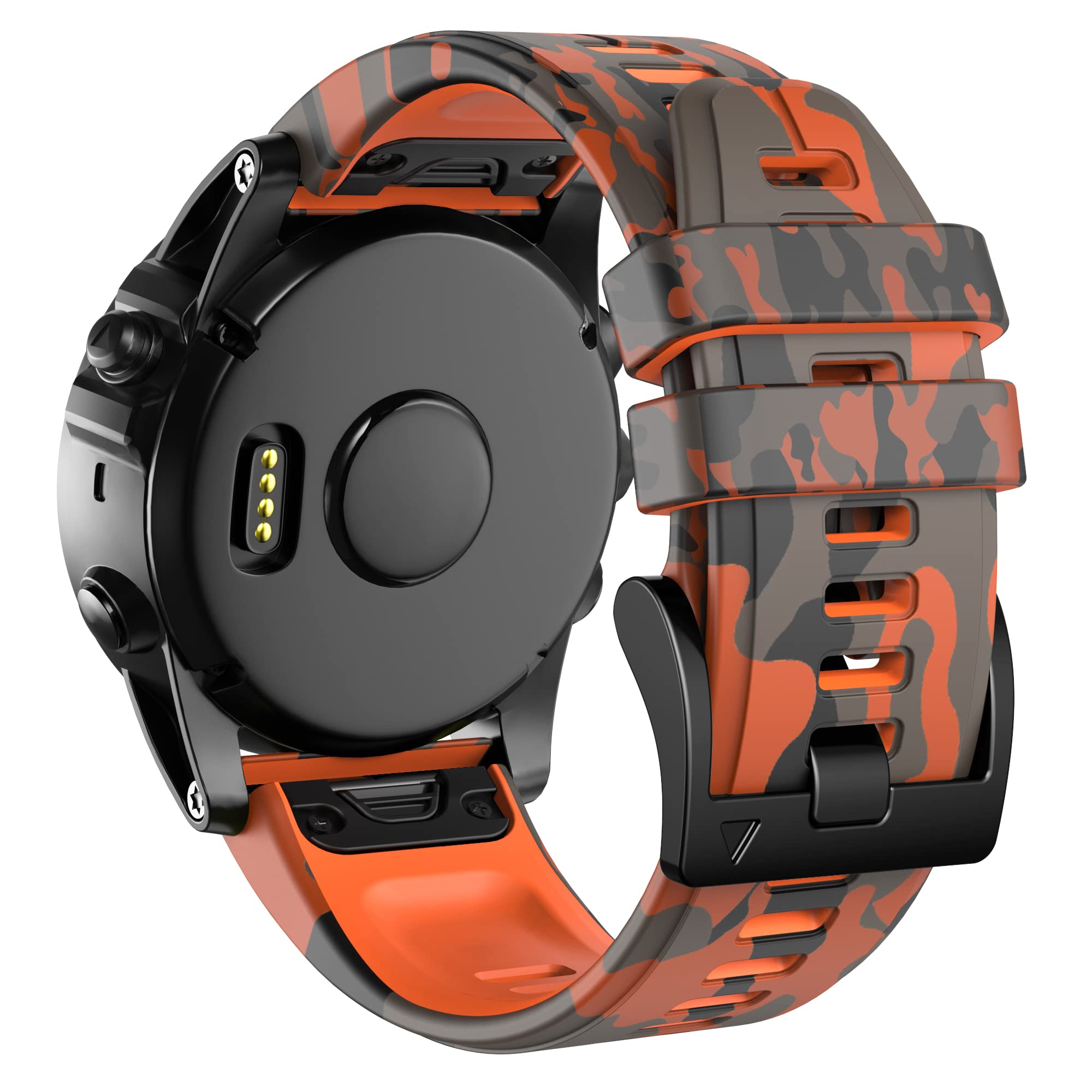 Fleshy Leaf 22mm Band Camouflage strap Compatible for Garmin Fenix 7,Fenix 6,Fenix 6 Pro,Fenix 5,Fenix 5 Plus,Approach S60 S62,Forerunner 935 945,Quick Release Strap Wristband (Camouflage Orange)
