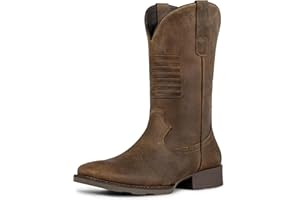 J's.o.l.e Leather Cowboy Boots Men Square Toe Work Men's Western Boots With Flag Botte Cowboy Homme Slip On Wide Calf Silp Re