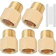 Brass Pipe Fitting,3/8 Inch NPT Male to 3/8 Inch NPT Female Brass Pipe Hose Tube Fitting 3/8'' Male NPT to 3/8'' Female NPT Reducer Adapter 5pcs (3/8 npt male x 3/8 npt female)