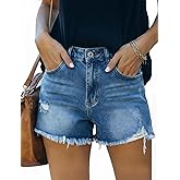 SANMM Jean Shorts Womens High Waisted Summer Casual Stretchy Denim Hot Short with Pockets