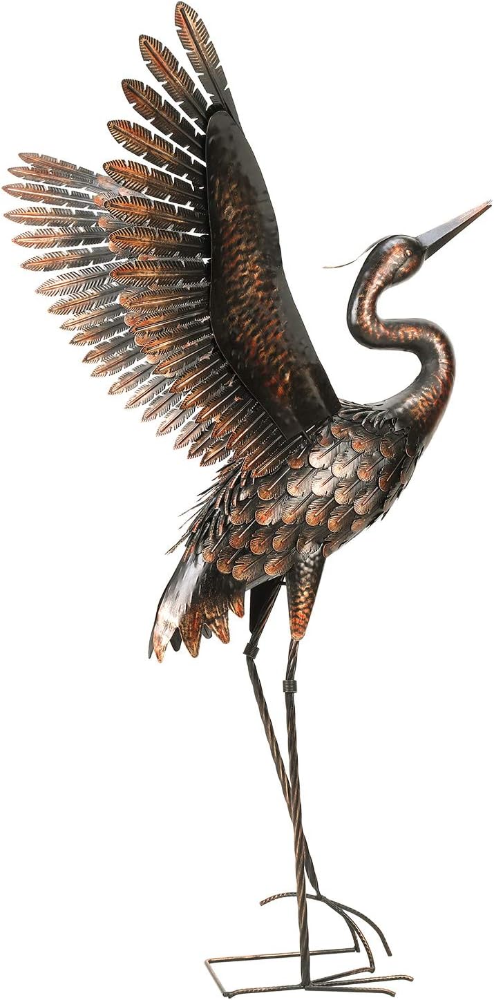 chisheen Outdoor Metal Crane Heron Yard Art Statue and Sculptures for Garden Lawn Patio Backyard Living Room Decoration: Home & Kitchen