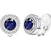 FASACCO Clip On Earrings for Women Lightweight Clip on Rhinestone Non Pierced Clip Earrings Crystal Wedding Formal Earring Birthstone Earring (With Box)