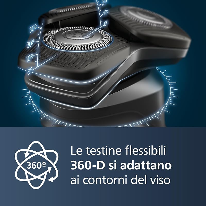 Rasoio elettrico Philips S5000 - Rasoio elettrico Wet & Dry in grigio carbonio con 1 rifinitore a scomparsa, astuccio morbido, cappuccio di protezione e supporto di ricarica (modello S5887/13) — foto 8 di 8