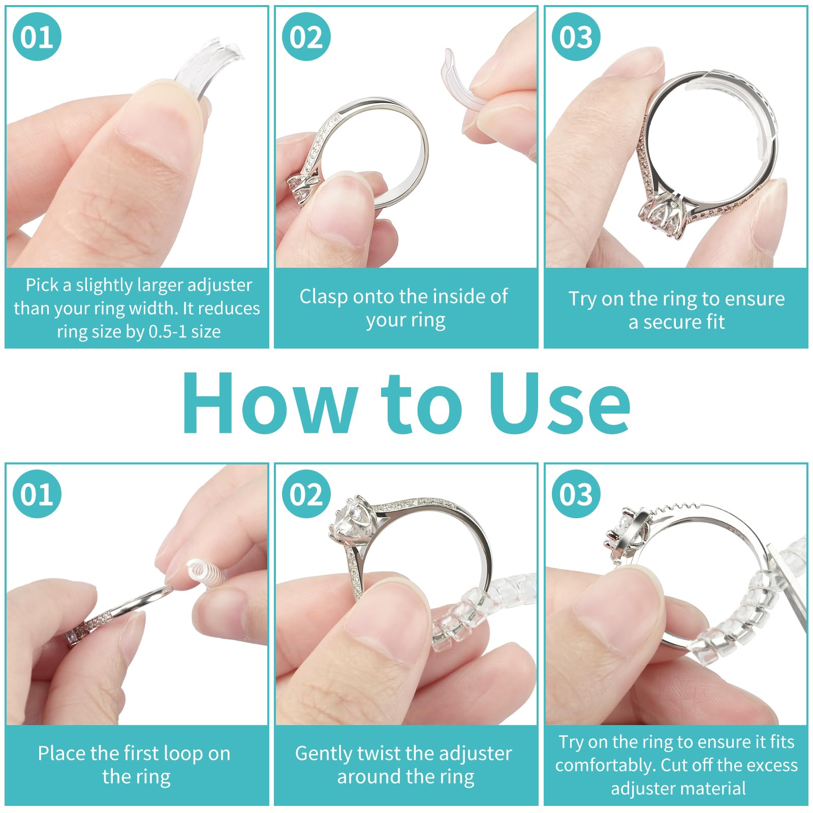 Ring Sizers for Loose Rings - 12Pack, 12 Sizes, Ring Guards for Women& Men Loose Rings, Invisible Resizer Design for Spacers & Tighteners, Fits Bands Width to 1mm-8mm