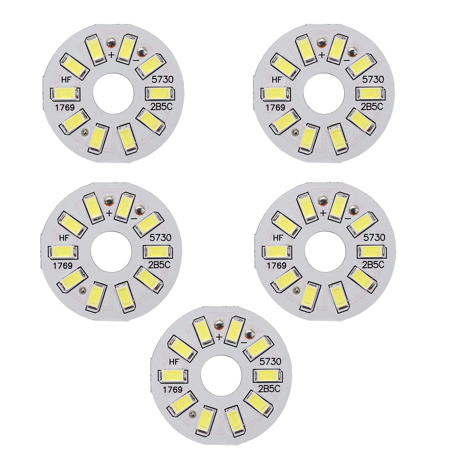 Othmro 5W LED Chip Bulb COB Light Beads, 300mA, 15-17V, 120lm, White 6500K Diameter 35mm, 5pcs