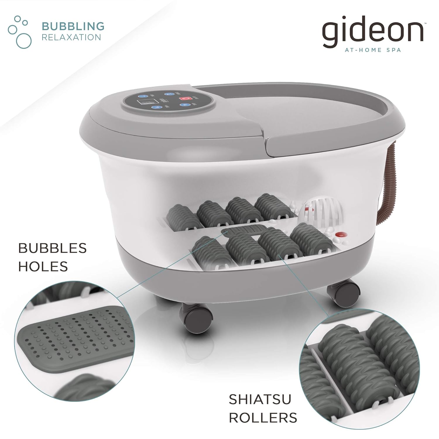 Gideon Luxury Therapeutic Heated Foot Spa Bath Massager with Lights and Bubbles: Beauty