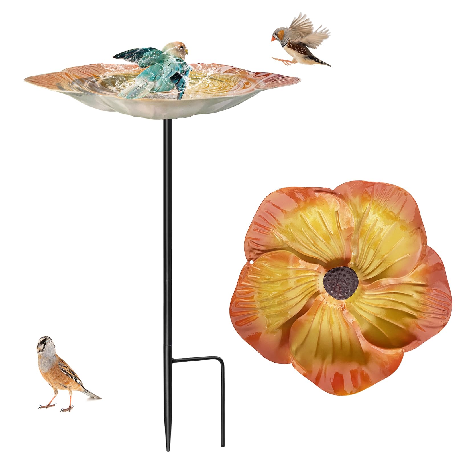 Metal Bird Bath For Garden, Birdbaths & Supports, Birdbath For Garden, Bird Baths For The Garden Free Standing, Detachable Bird Bath Bowl, Bird Water Bath, Bird Feeder For Outdoor Patio Yard Lawn