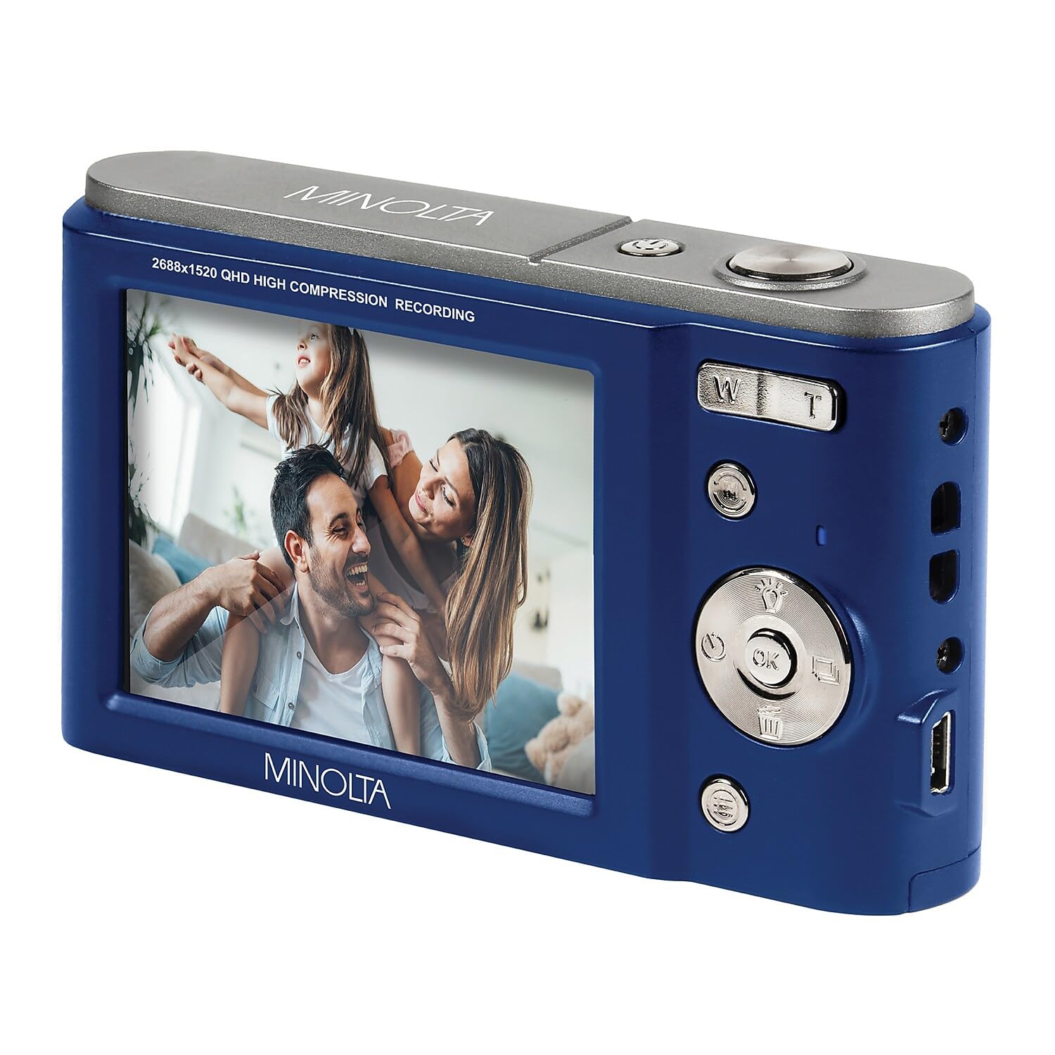 Minolta MND20 44MP Digital Camera – 2.7K Ultra HD Video, 16X Digital Zoom, Anti-Shake Stabilization, Time Lapse, Face Detection, 2.9-inch LCD Display – Lightweight Compact Camera (Blue)